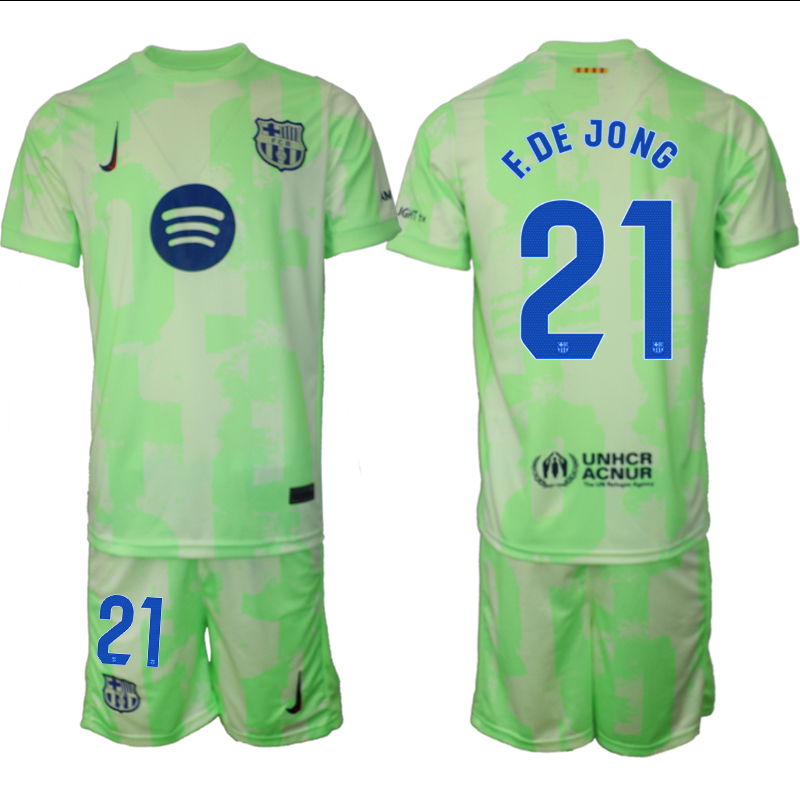 Men 2024-2025 Club Barcelona away Green #21 Soccer Jersey